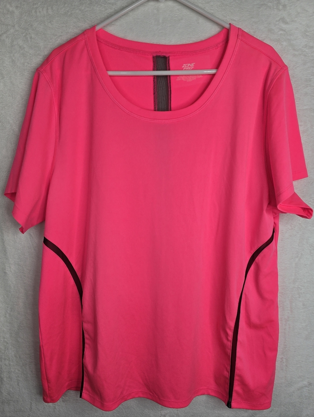 3/$25 Zone Pro Neon Pink Athletic Top 3X Plus Size Workout Shirt Mesh Panel